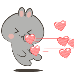 Adorable Rabbit Grey 4 : Pop-up Stickers