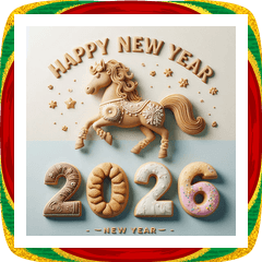 クッキー 2026年 あけおめ 馬 年賀状