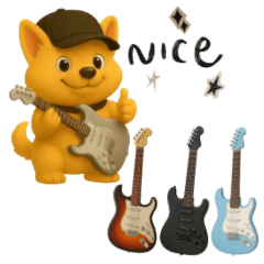 Shiba Guitar Days-Handwritten Stickers