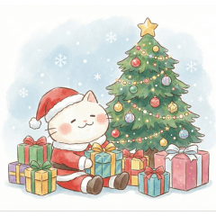 Ponyan Christmas Cute Cat Sticker Set