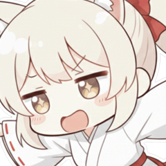 白子さんの巫女コスで四字熟語スタンプ