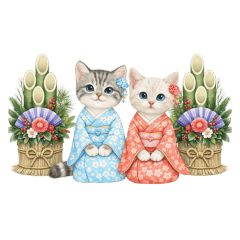 お正月ねこスタンプ mofumofu7