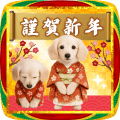 飛び出る☆癒しダックスの毎年使える年賀状