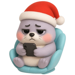 แมวน้ำสีเทาหมวกซานต้า (ไม่มีคำพูด)