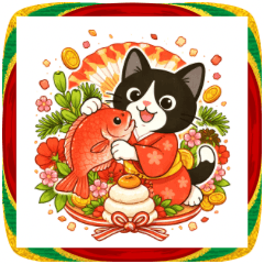 New Year Stickers with Hachiware Cat