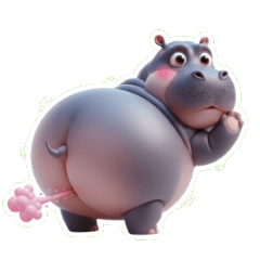 お尻がデカいカバが腹ペコだぞ