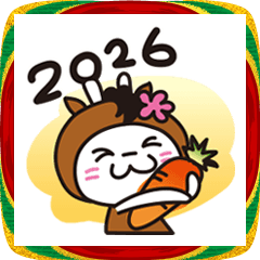 年末年始’25-’26落書き風★花うさちゃん