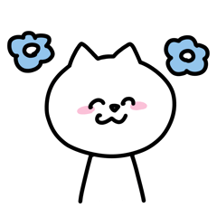 White Cat Cute Stickers