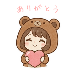 Kawaii Bear Onesie Girl Stickers
