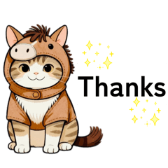 Sticker of a cat feeling like a horse