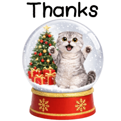 Grey cat Christmas Happy new year (EN)