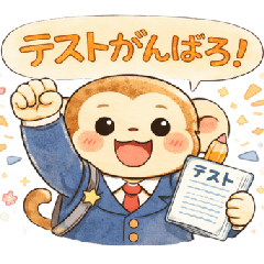 Cute Student Monkey Daily Sticker.
