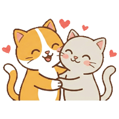 A loving cat couple, playfully teasing