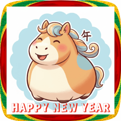 Cute Chubby Horse New Year Stickers