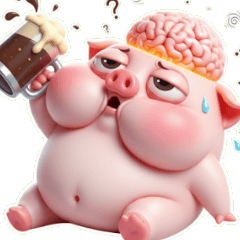 累到躺平的超懶粉紅豬