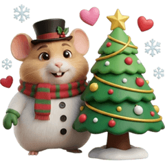 SNOW HAMSTER IN CHRISTMAS AND NEW YEAR