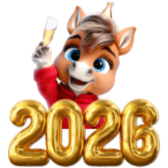 Cute Horse Christmas New Year 2026