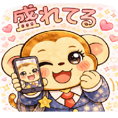 Cute Gyaru Student Monkey  Daily Sticker