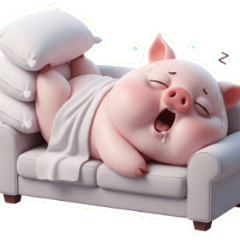 厭世ピンクのブタ、頑張って笑顔を作る