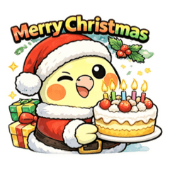 "Christmas" cute cockatiel stamp.,