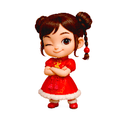Cute Red Chinese Girl 3D