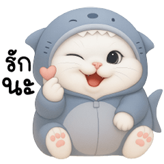 White cat, round and cute