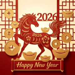 Paper-carved greeting card for the Year