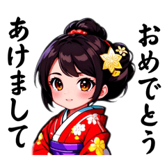 和服少女のお正月＆年末年始スタンプ