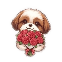 Cute Shih Tzu stamps for Valentine's Day