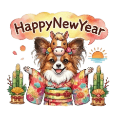 Papillon New Year Celebration Sticker