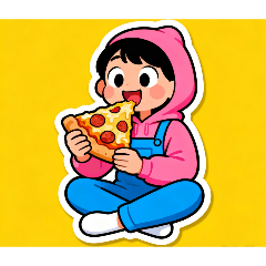 a person eating pizza