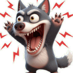 怒れる乱暴でいたずらなオオカミ