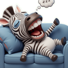 疲れ果てた出っ歯のシマウマの世捨て人顔