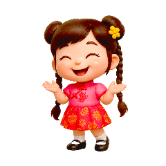 Cute Chinese Girl 3D Emoji Pack