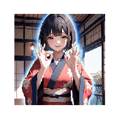 Friendly Kimono Woman Animated Stickers