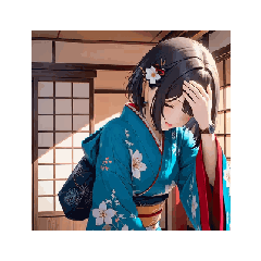 Gentle Kimono Girl Emotional Stickers