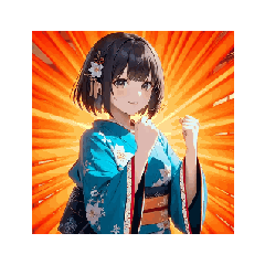 Blue Kimono Girl Gentle Stickers