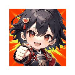 Cute Chibi Girl with Heart Stickers