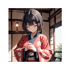 Gentle Kimono Lady Animated Stickers