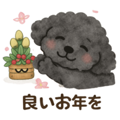 Fluffy and cute black toy poodle sticker