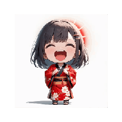 Emotional Chibi Kimono Girl Stickers