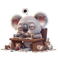 撐不住啦 無尾熊 好困 需要咖啡因