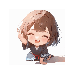 Calm & Cute Chibi Kimono Girl Stickers