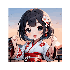 Cute Kimono Girl - Daily Stickers