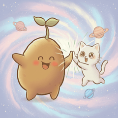 Pota dan Kucing Putih (Latar Transparan)