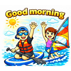 SUP and windsurfing by the sea.