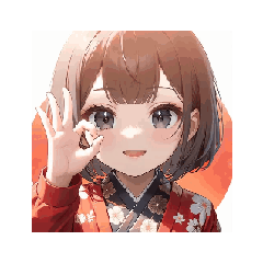 OK! Smiling Chibi Kimono Girl Stickers