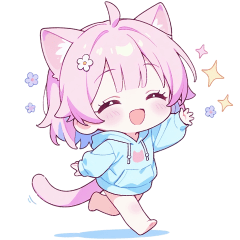 Fancy pink cat ear girl sticker