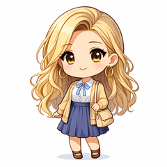 Blonde Gyaru Cute Chibi Stickers