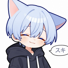 Light blue cat ear hoodie boy sticker